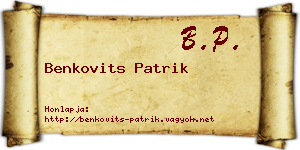 Benkovits Patrik névjegykártya